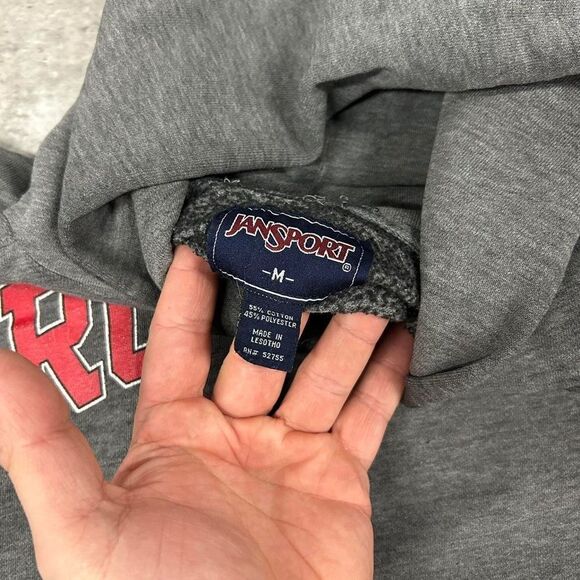 Vintage Jansport Rutgers University Gray Hoodie Pullover Sweatshirt Size Medium - Picture 3 of 5